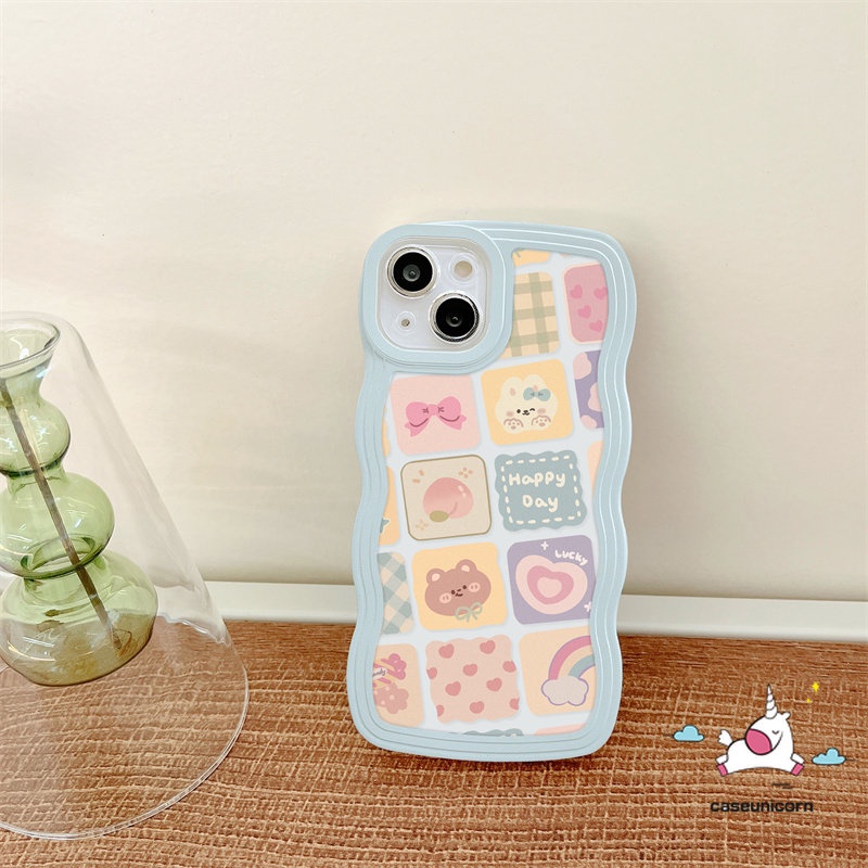 Oppo A17 A15 A57 A78 A16K A16 A54 A55 A77 A12 A74 A17K A5 A9 A16s A96 A95 A5s A7 A1k A53 A3s A72 A76 A52 Reno 8T 8 7 6 Ilustrasi Kartun Kisi Beruang Lucu Gelombang Lembut Edge Case