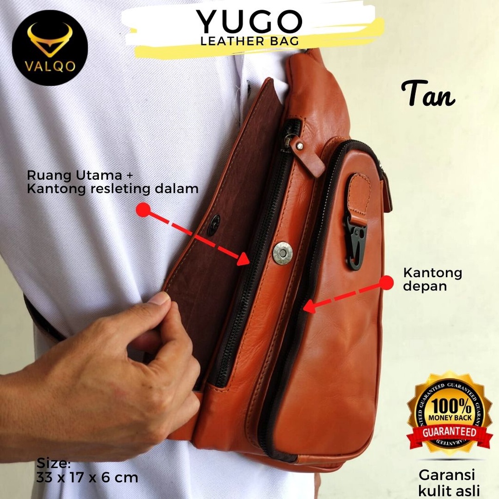 [VALQO] YUGO Tas Kulit Sapi Pria Selempang Slingbag