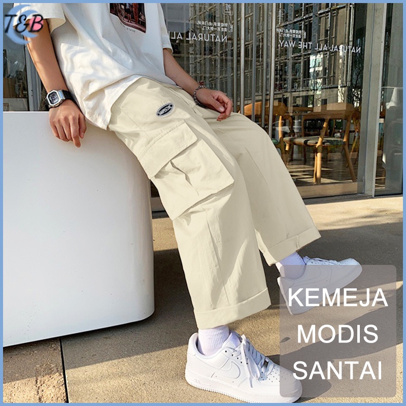 Kasual celana kargo panjang Cargo pants jumbo Populer baggy pants celana banyak saku Celana cargo cowok lebar