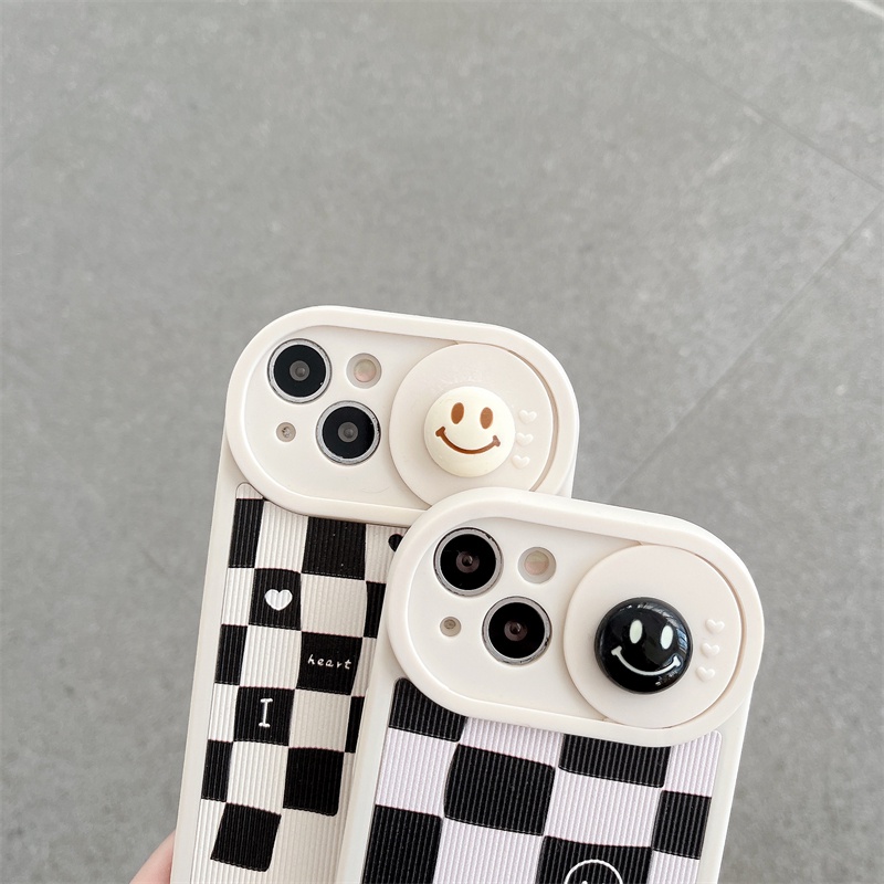 Case Pelindung Kamera Anti Jatuh Motif Wajah Tersenyum Untuk iPhone 14 12 13 Pro max 11