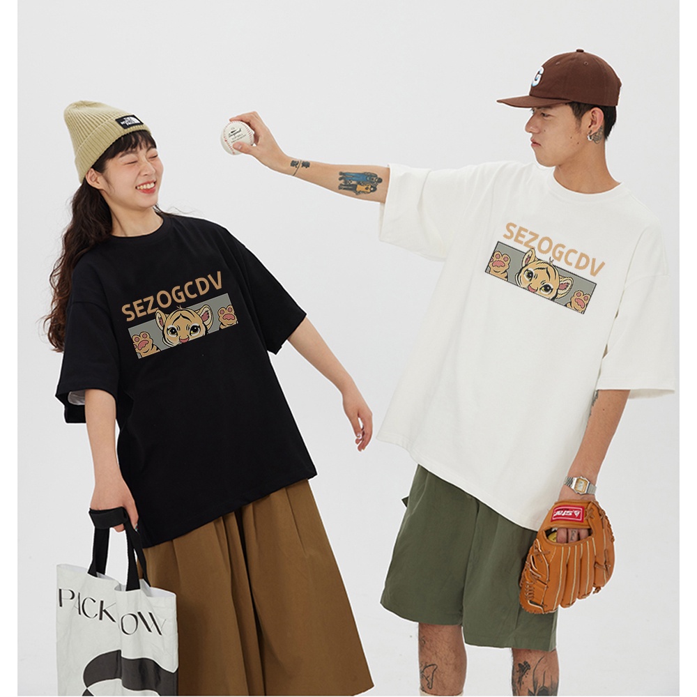 RDGF official shop 2023 winter new tops/Korean style/kaos polos wanita/kaos couple/kaos murah/kaos hitam oversize/Ins cartoon little milk tiger