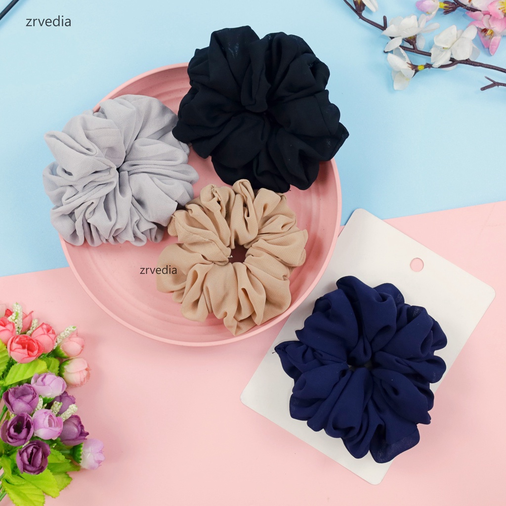 Ikat Rambut Scrunchie / Kunciran Cepol Hijab Aksesories Wanita Korean Style Kuncir Polos Jilbab Kiosbalitaaprillia