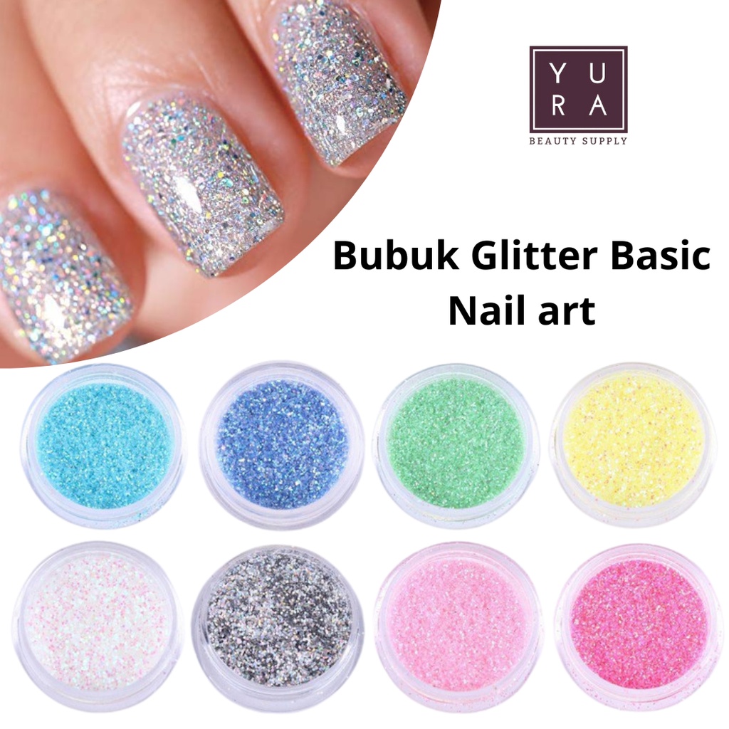 Serbuk Giltter Basic 30 Warna Decoration Nail art/ Bubuk Glitter Halus untuk Kuku