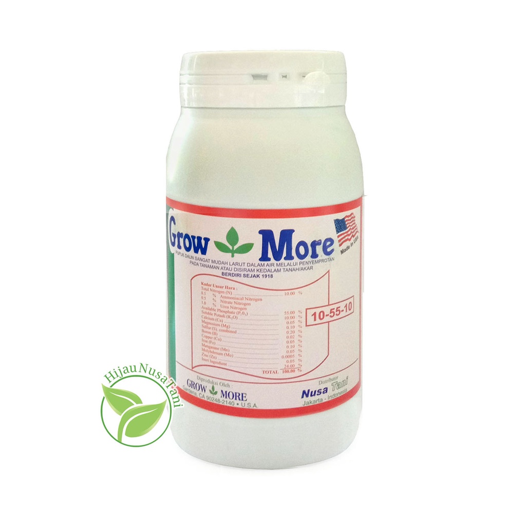 Pupuk GROWMORE 10-55-10 454 gram - nutrisi perangsang bunga pemacu buah kemasan botol packing pabrik