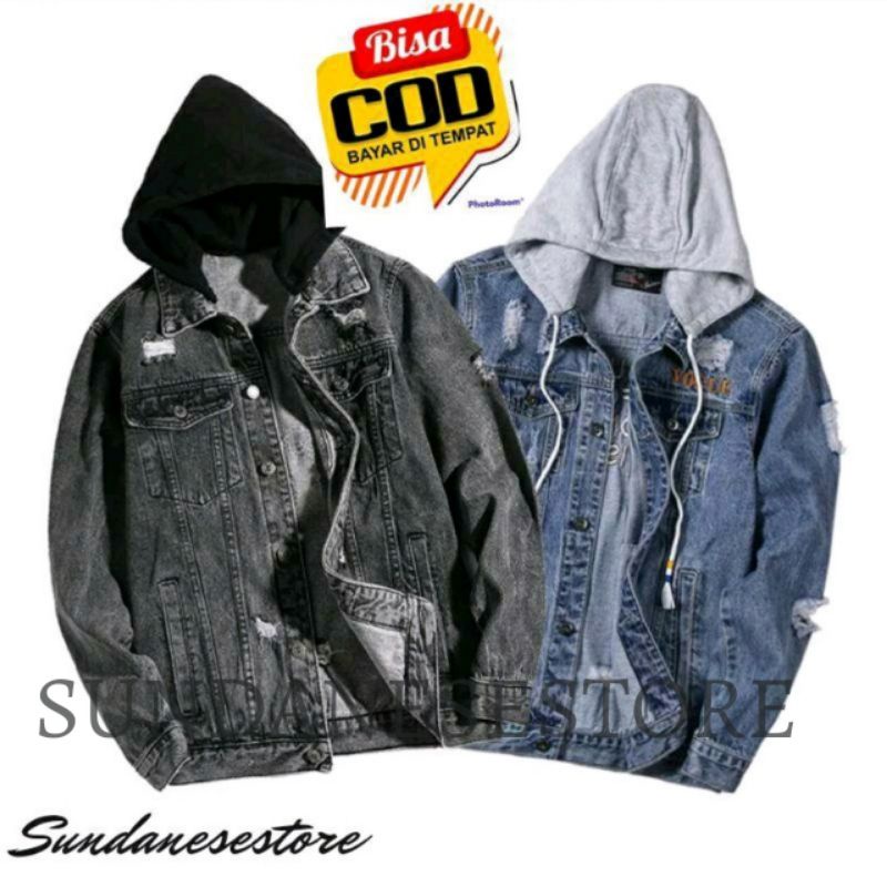 jaket jeans hoodie kupluk distro keren murah original - jaket jeans mode baru cassual + jaket jeans 
