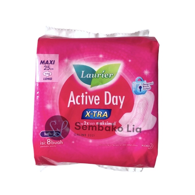 Laurier Active Day X-Tra Pembalut Wanita Long Wing 25cm 8s