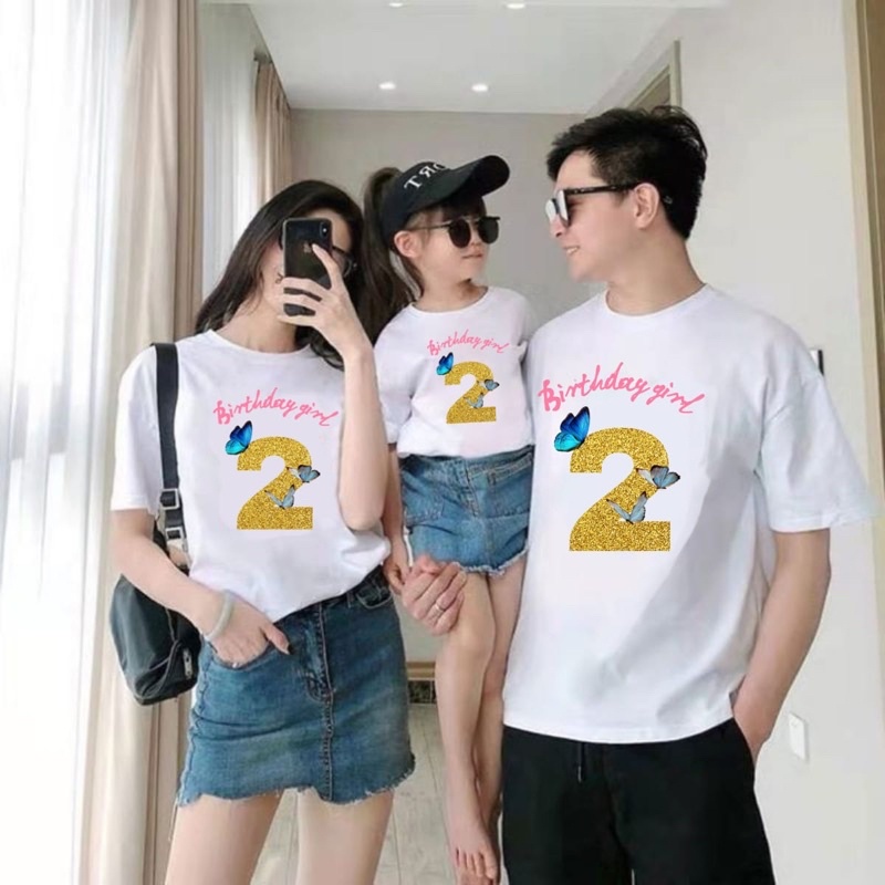 kaos birthday butterfly/ kupu-kupu/ couple keluarga