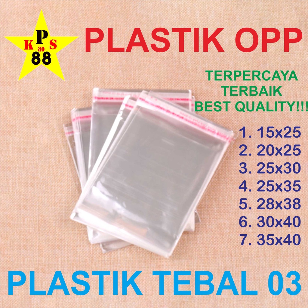 PLASTIK OPP 25X35 - OPP 25X30 - OPP 20X25 - OPP 15X25 - PLASTIK SOUVENIR - PLASTIK KAOS ANAK