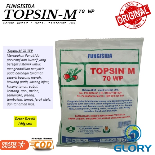 TOPSIN M 70WP 100GRAM Fungisida Sistemik Bubuk Bahan Aktif Metil Tiofanat 70% Obat Semprot Pembasmi 