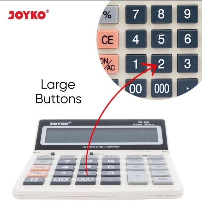 JOYKO CC 50 CHECK &amp; CORRECT CALCULATOR - Kalkulator Meja spt SDC-8780