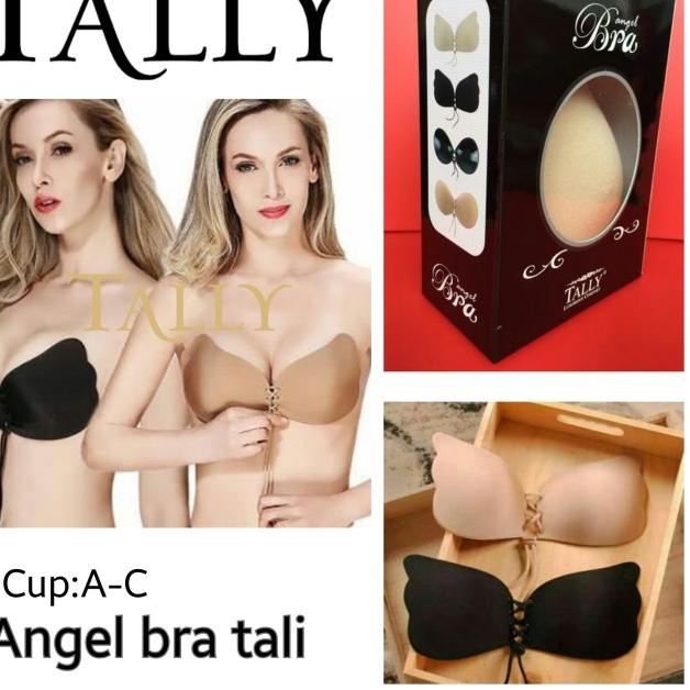 ANGEL WINGS BRA TALI SILIKON BRA TALLY (ADA BOX) TRUSTED ORIGINAL - Hitam, CupCTanpaKardus