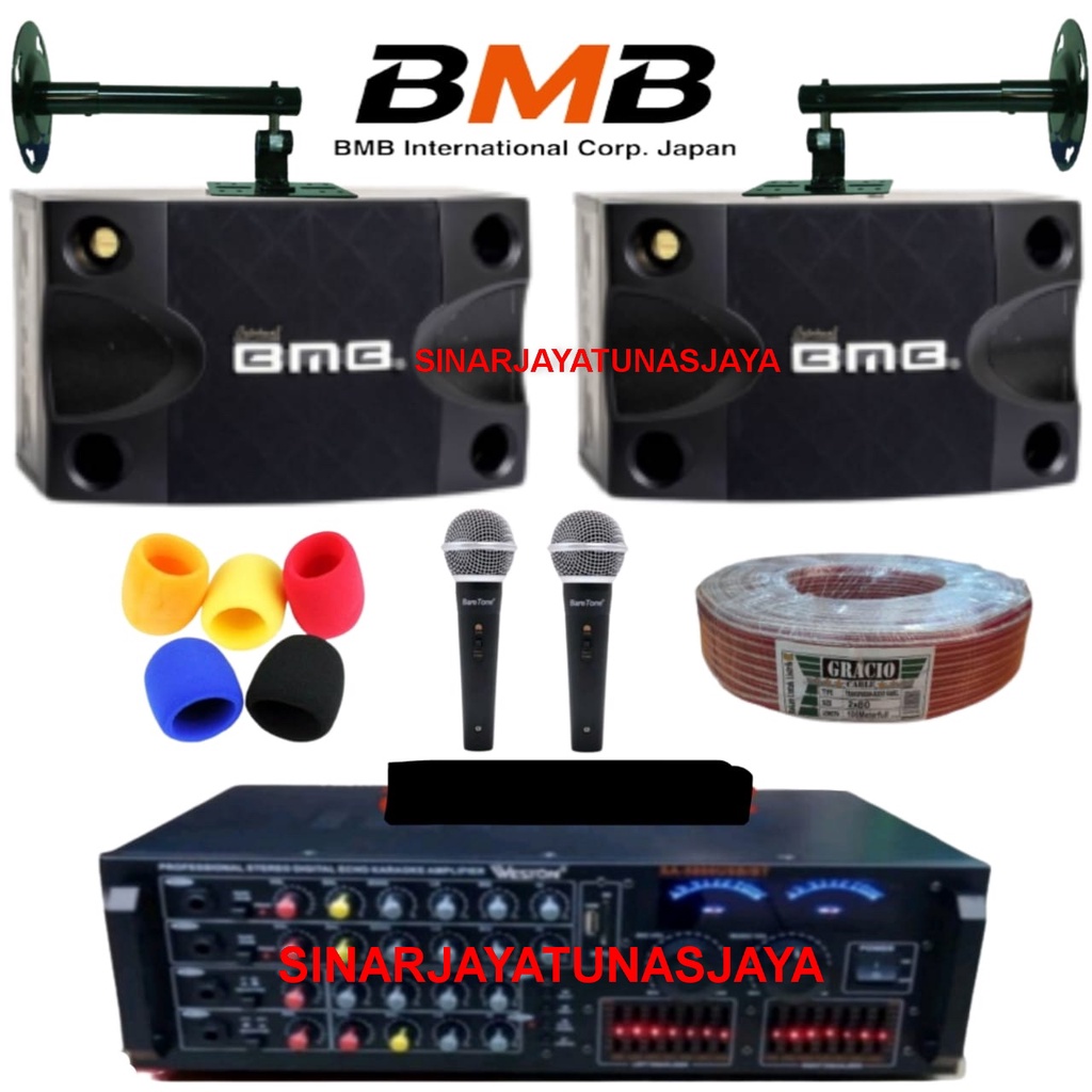 paket karaoke sound system speaker BMB 8inch + amplifier Weston sa5800 USB bluetooth