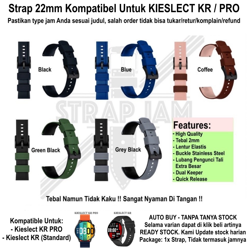 HNN Strap Premium 22mm Kieslect KR Pro - Tali Jam Tangan Silikon Rubber