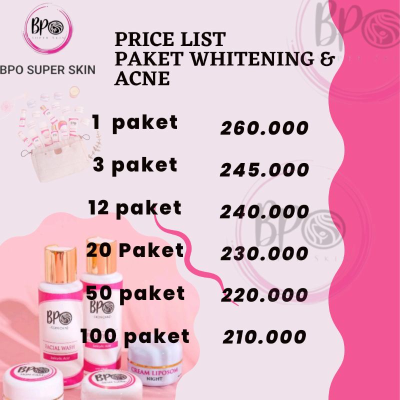 KHUSUS GROSIR BPO SUPERSKIN JOIN RESELLER AGEN PAKET ACNE WHITENING