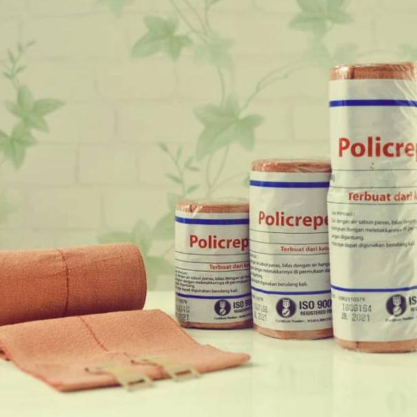 ㊊F Policrepe poli crepe perban coklat 3 in/elastis bandit 7.5 cm panjang 4.55 m policrepe perban cok