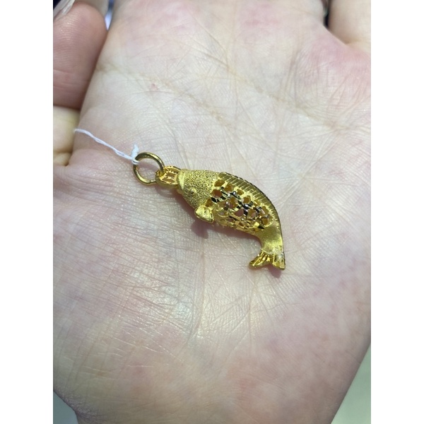 liontin koi ikan emas kuning kadar 99.99% 24K asli emas