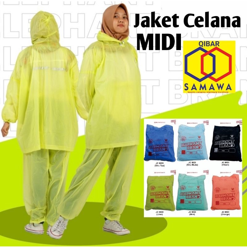 Elephant Brand Jas Hujan Midi Setelan Poncho Lengan + Celana Dewasa