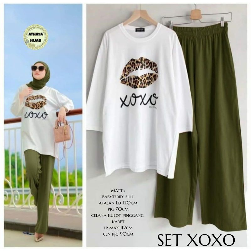 Setelan Wanita Baju Celana Kulot Babyterry Setelan Jumbo Xoxo Set Wanita Remaja Dewasa Terbaru 2022 