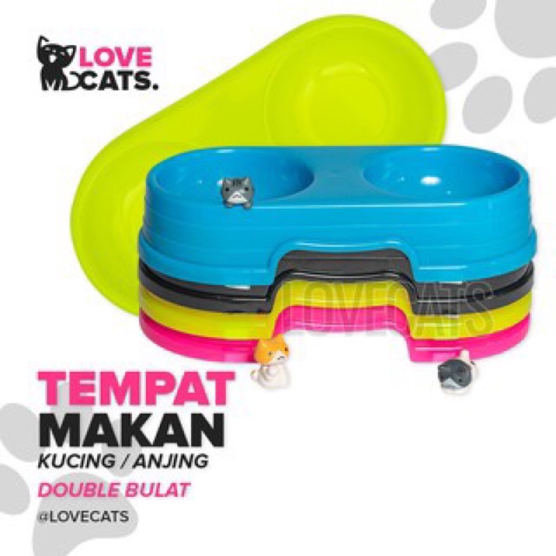 Tempat makan kucing / anjing Double Bulat