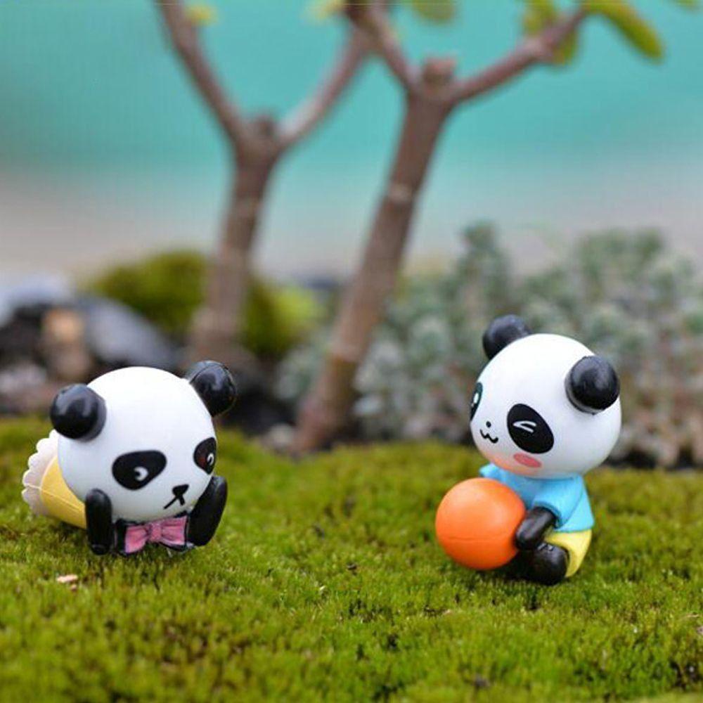 LANFY Micro Landscape Patung Hewan Lucu Pot Landscape DIY Kerajinan Pemandangan Dekorasi Miniatur Patung Buah Model Panda