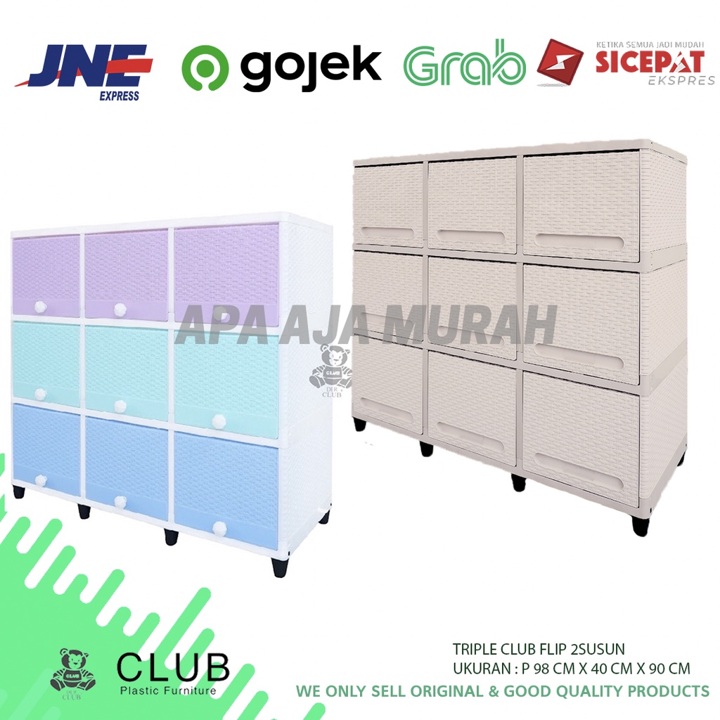 LEMARI PLASTIK TRIPLE CLUB FLIP JUMBO 3 SUSUN / LEMARI PLASTIK TRIPLE CLUB FLIP 3 SUSUN / LEMARI PLA