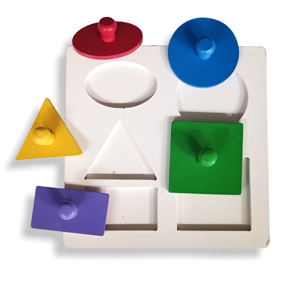 Puzzle Knop Geometri Warna Bahan Tebal - Mainan Edukasi Anak
