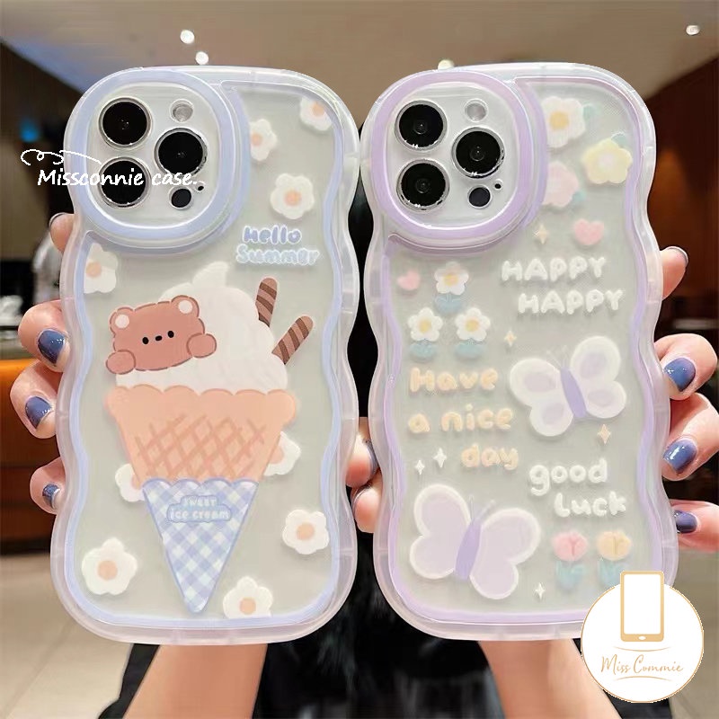 Soft Case TPU Motif Kartun Beruang / Kupu-Kupu / Bunga Untuk IPhone 7Plus / 6Plus / 11 / 13 / 12 / 14pro Max / XR / X / XS Max / 7 / 8 / 6 / 6s / 14plus / SE 2020