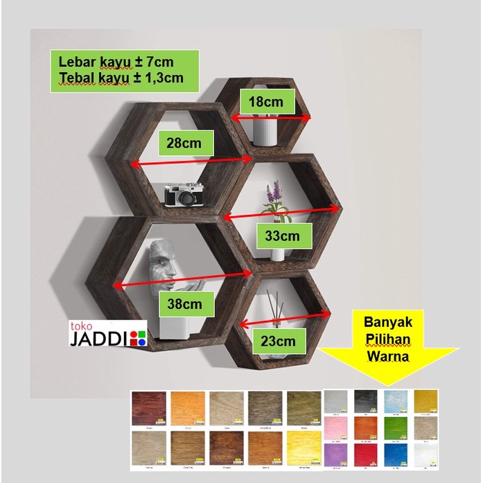 Hexagon Wooden Shelf 1 buah Rak Kayu Hexagonal Heksagonal Rak Serbaguna Rak Dinding MURAH