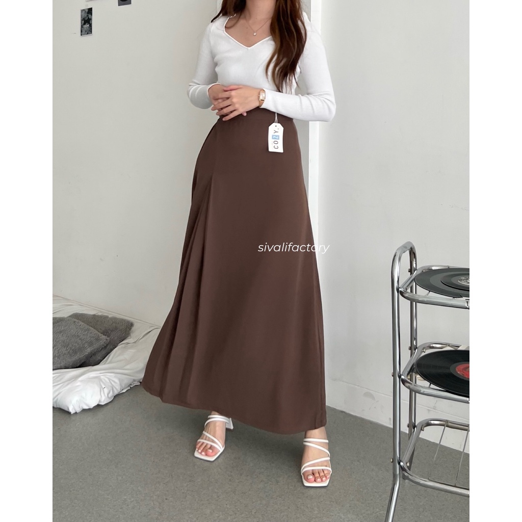 SIVALI Bailey Skirt 8862 | Polyester Skirt Anti Kusut - Midi Maxi Korean Loose Skirt - Rok Wanita