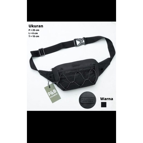 Tas slempang weistbag pria hitam berjaring