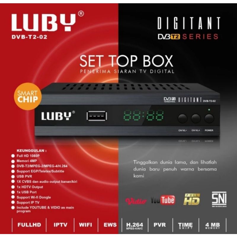 Set Top Box Siaran TV Digital Luby DVB T2-02 STB Original