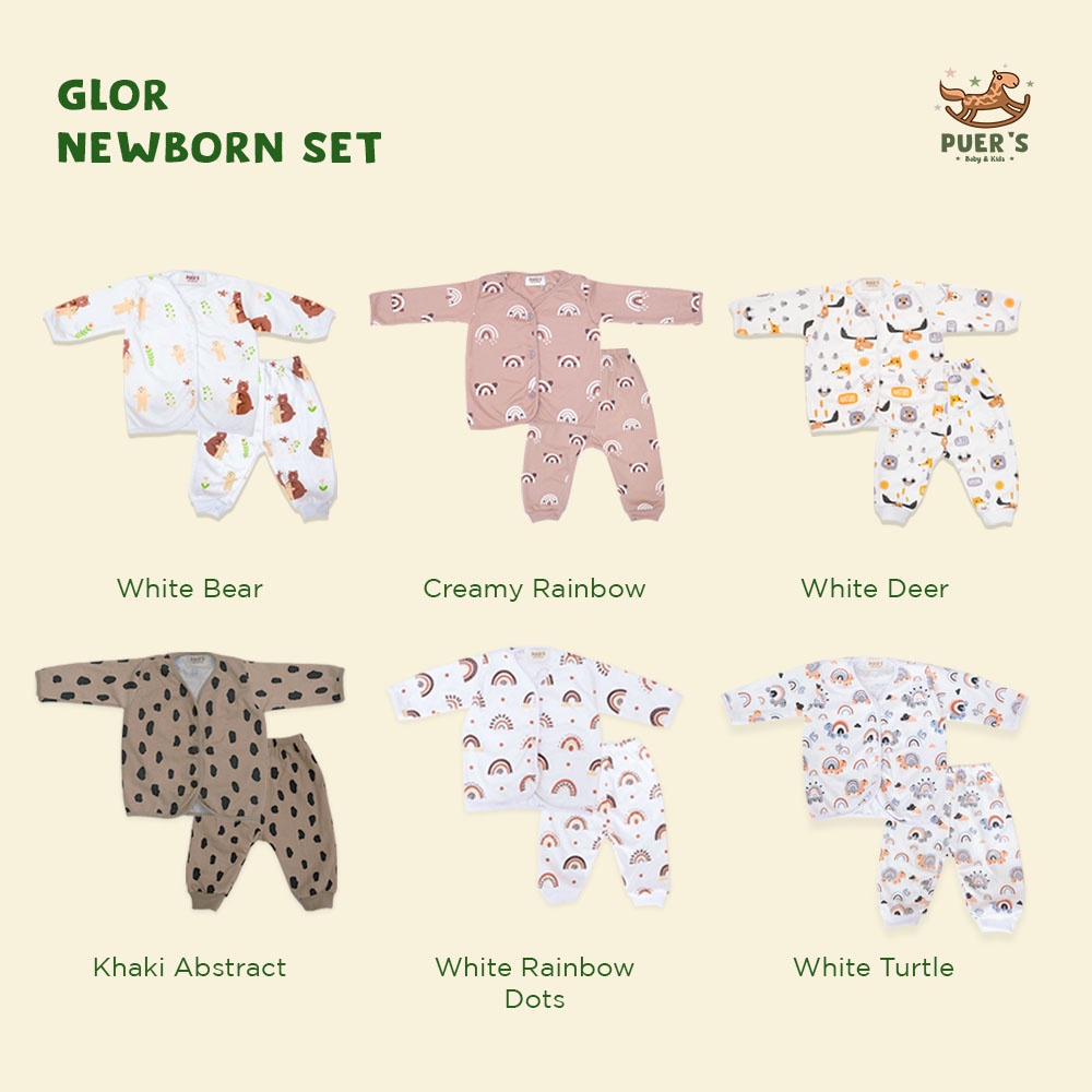 SETELAN BAYI NEWBORN LENGAN PANJANG PUER'S GLOR SET (NEWBORN SIZE KECIL)