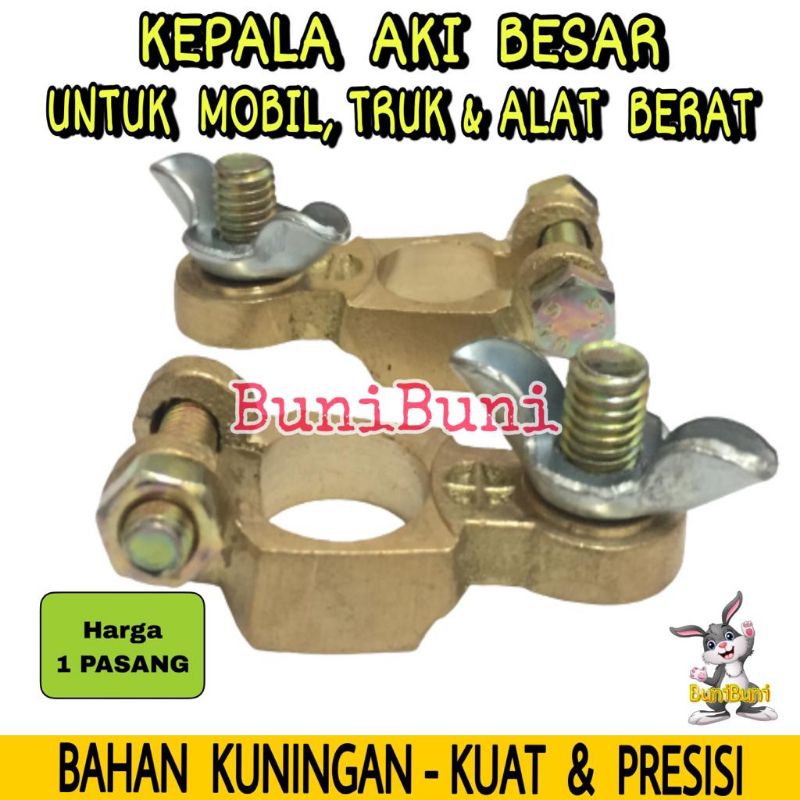 Kepala Aki Mobil N70 KUNINGAN / Klem Aki Kuningan BESAR Untuk Mobil / Truk &amp; Alat Berat