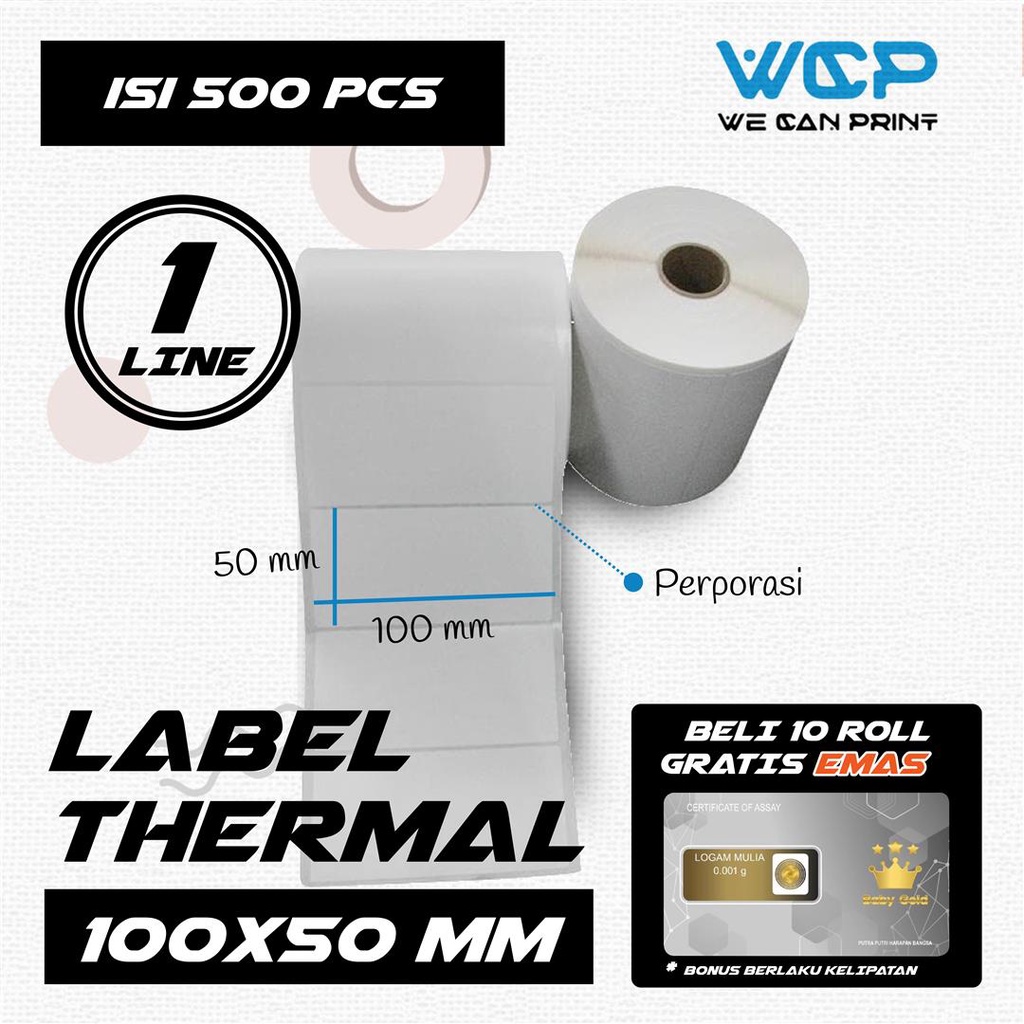 

HJK Label Stiker Barcode 100x50 mm Label Sticker Direct Thermal 100 x 50 mm isi 500 pcs