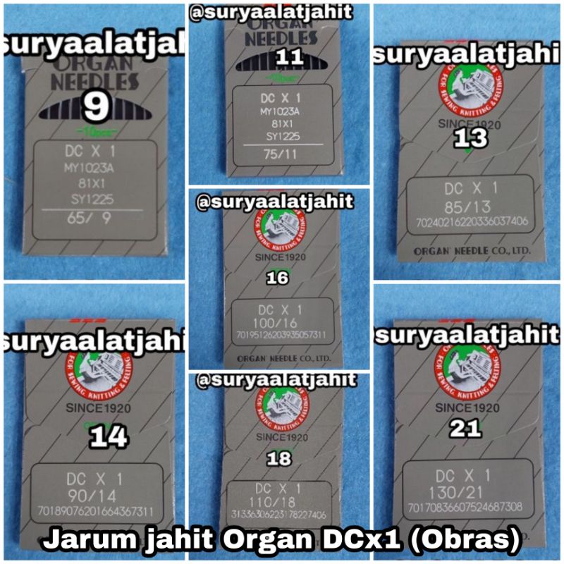 Jarum Organ DCx1 (jarum Obras) #9-11-13-14-16-18-21 rp.28.000/bks