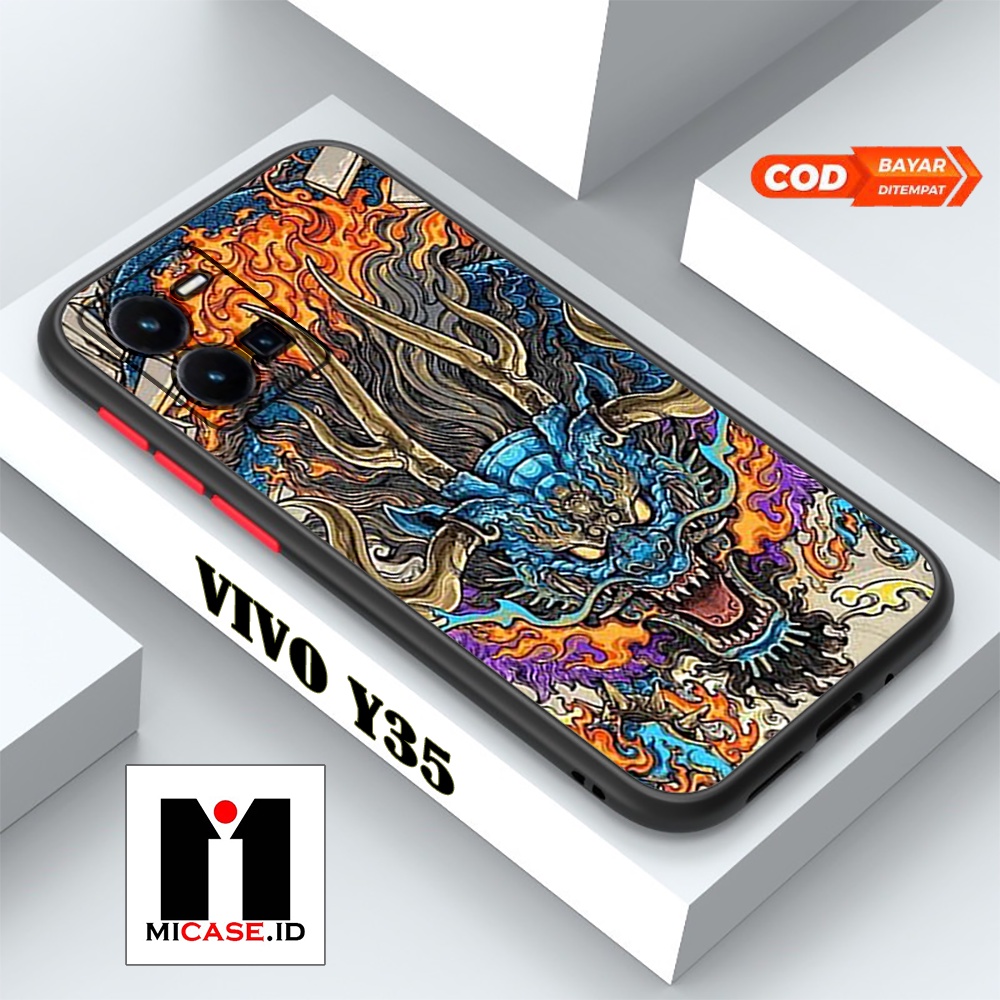 Case VIVO Y35 - Casing VIVO Y35 Fashion Case Terbaru 2022 MI.CASE [ DRAGON ] Soft Case Glass VIVO Y3