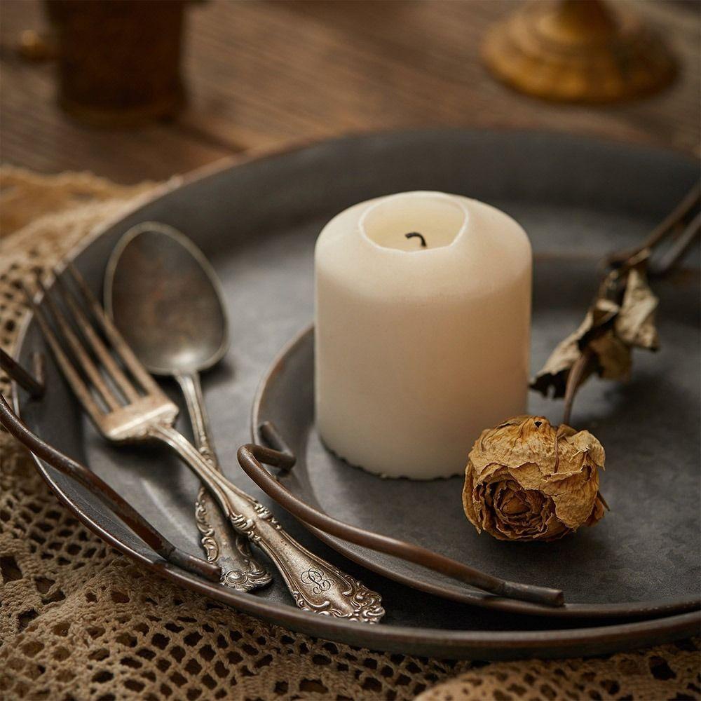 Suyo Retro Metal Plate Tahan Lama Dengan Pegangan Besi Kerajinan Nampan Hias