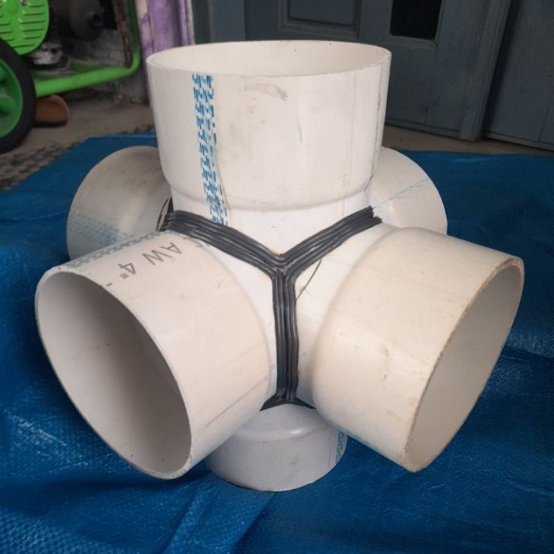 tee 6 way 4 inchi konektor pipa 4 inc 6 cabang