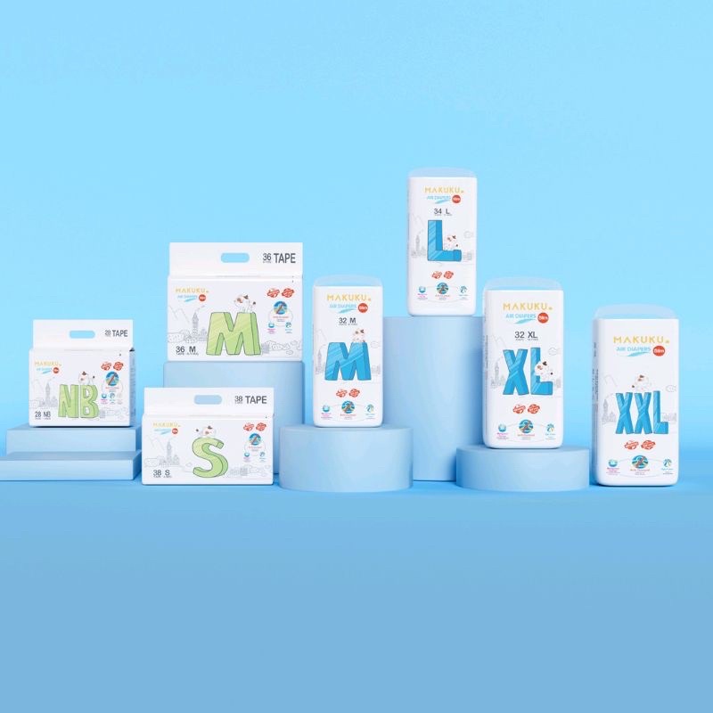 POPOK OAMPERS MAKUKU MAKUKU Air Diapers Slim tape / MAKUKU Air Diapers Pants popok tipis NB28TAPE|S2