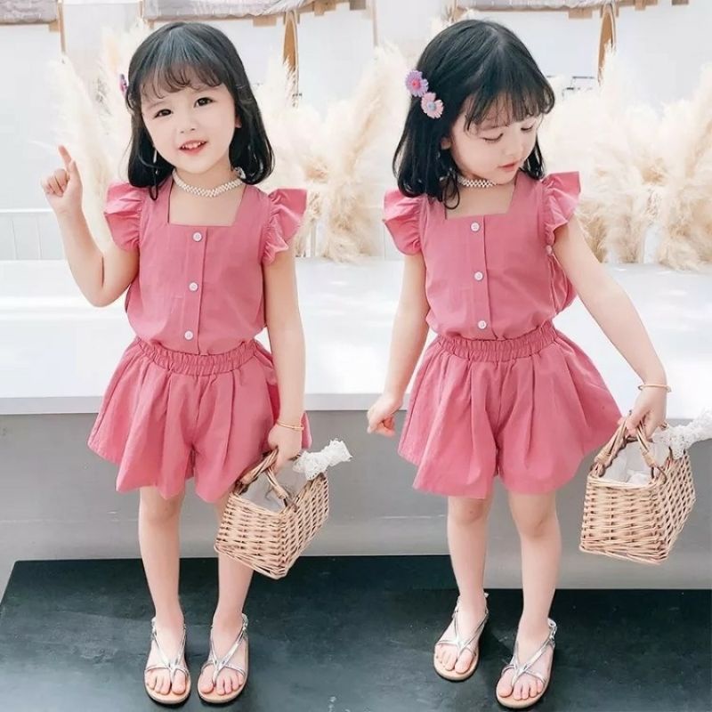 IL - Setelan Lopika Anak Perempuan / Set Lopika Balita Perempuan Ruffle &amp; Celana Hotpant