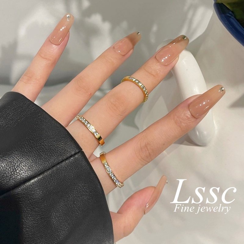Cincin Titanium Wanita Berlian Emas 18K Anti Karat Cantik Elegan Terbaru 2022 Perhiasan Korea