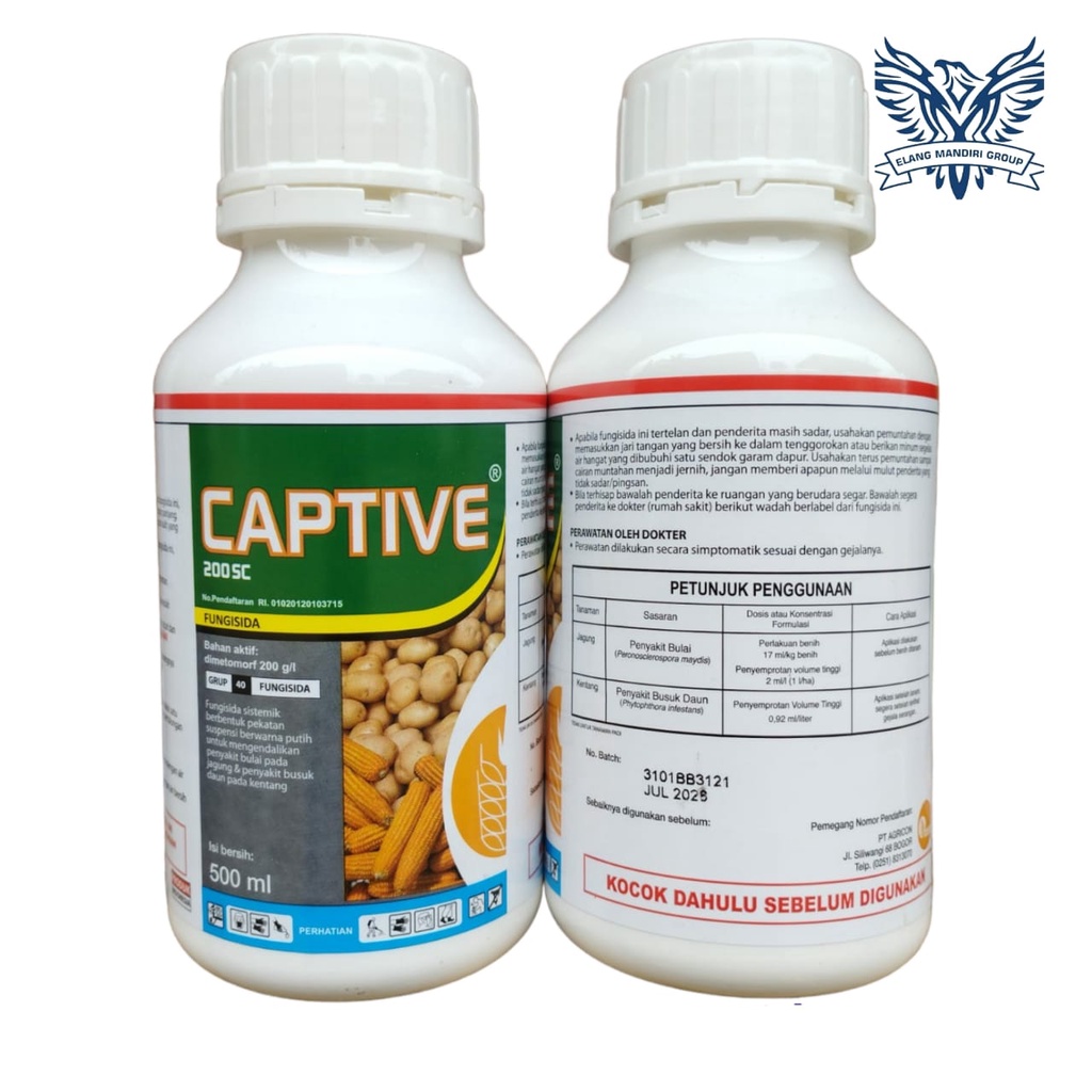 Fungisida Captive 200SC 500ML Bahan Aktif Dimetomorf 200 g/l