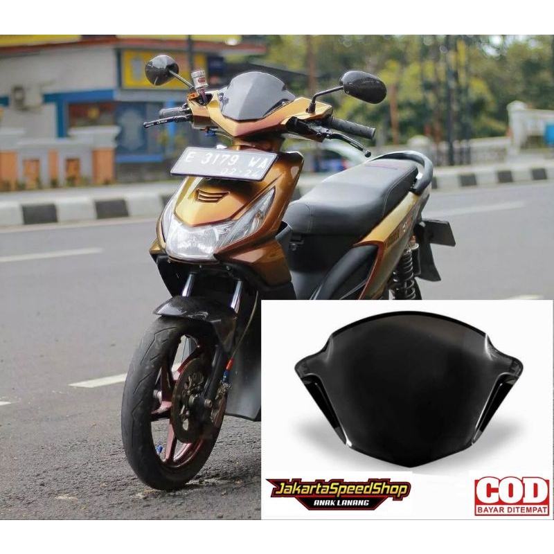 Visor beat karbu variasi universal pnp bahan full akrilik warna hitam pekat kilap universap pnp honda beat karbu