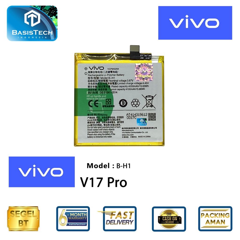 BATERAI VIVO V17 PRO - B-H1 - BASISTECH ORI99 GOOD QUALITY