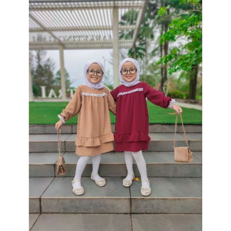 tunik anak crinkle ZAIDA KIDS/DRESS ANAK CRINKLE KEKINIAN 1-7 TAHUN