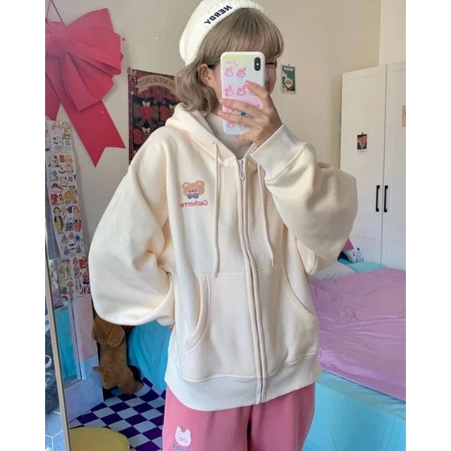 bear oversize ziper hodie