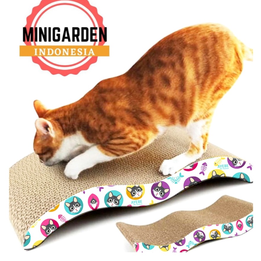 GARUKAN KUCING MOTIF OMBAK PELANGI CAT SCRATCHER AYEBE CAKARAN KUCING