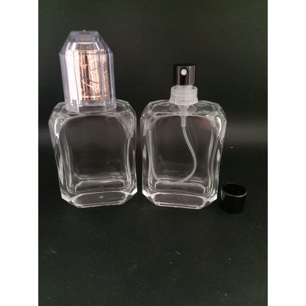 Botol parfume V32408 50ml easypump hitam tutup blueberry per pcs