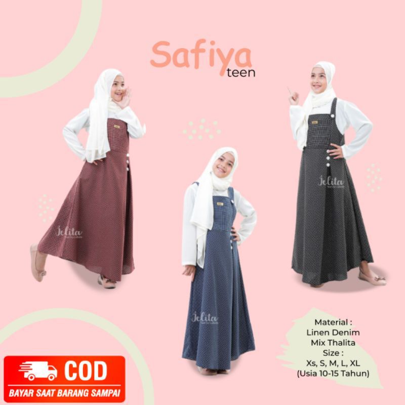 GAMIS LEBARAN MURAH OVERALL REMAJA ABG INNER THALITA OUTER LINEN DENIM BAJU MUSLIM PREMIUM MOTIF KOT