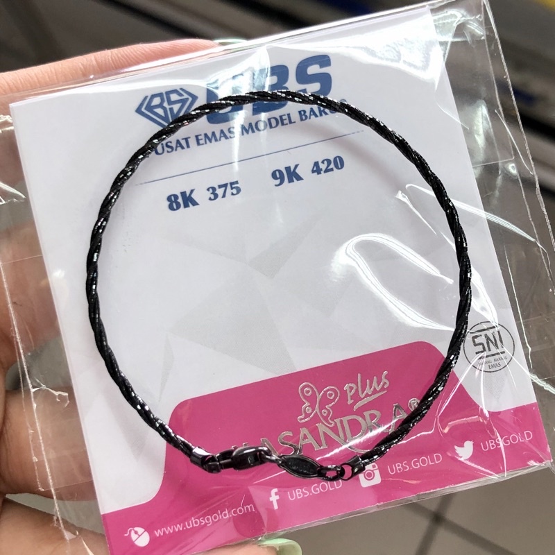 GELANG CHOKER/ PRO ITALY BLACK GOLD 1.95GR KADAR 375 PANJANG 17CM